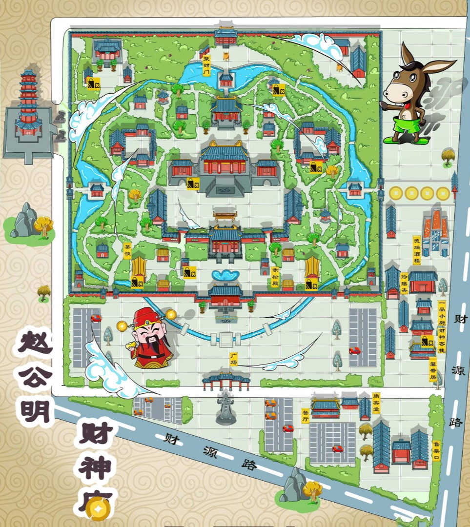 塔城寺庙类手绘地图